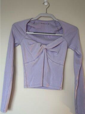 Light purple Abercrombie & Fitch Lavender Twist-Front Ribbed Long Sleeve Top